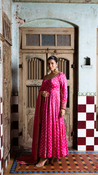 Hot pink anarkali set