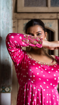 Hot pink anarkali set