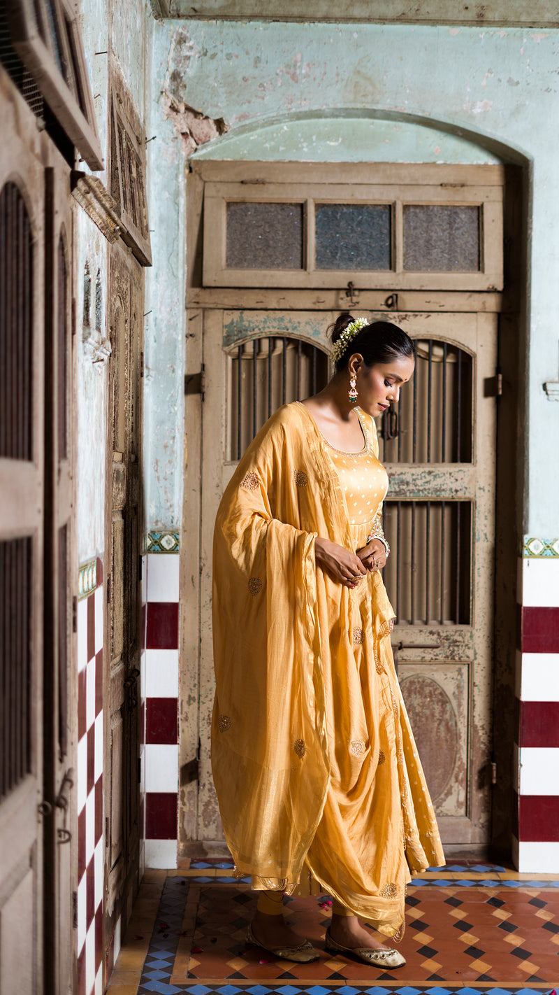 Golden anarkali set
