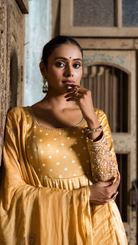 Golden anarkali set