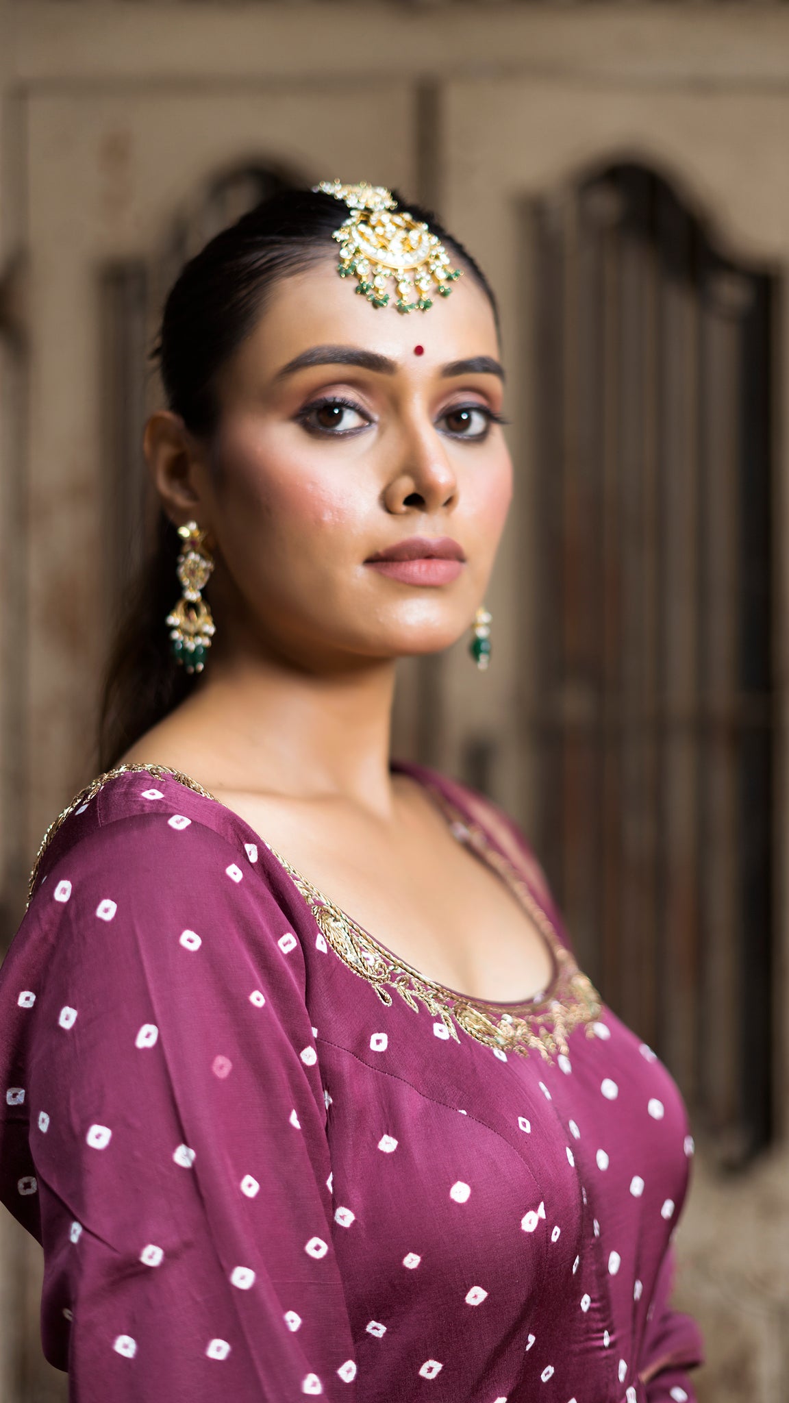 Wine anarkali set