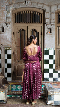 Wine anarkali set