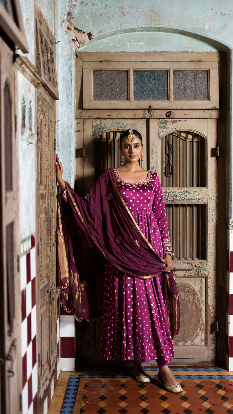Magenta Anarkali set