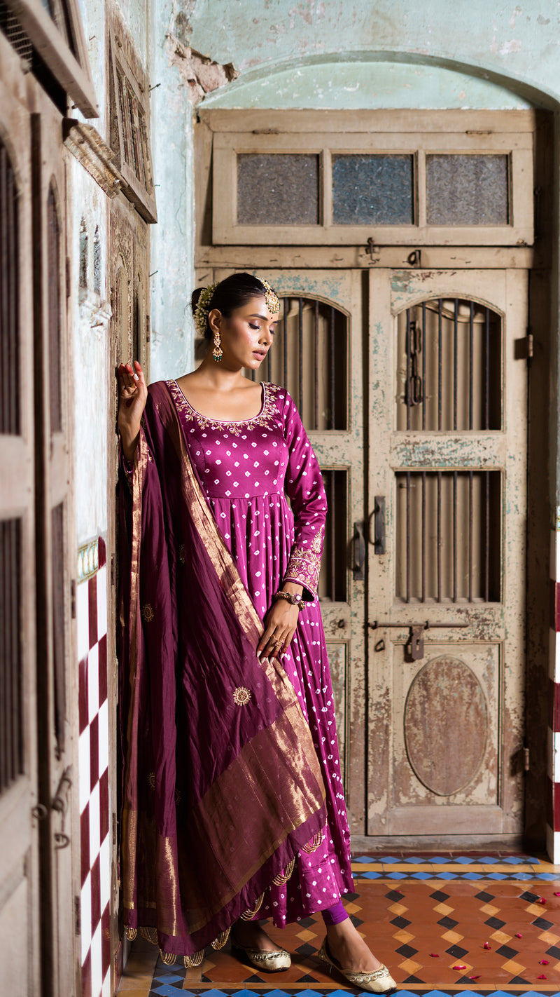 Magenta Anarkali Set