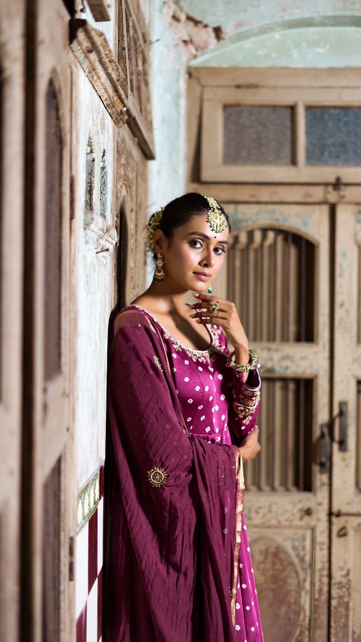 Magenta Anarkali Set
