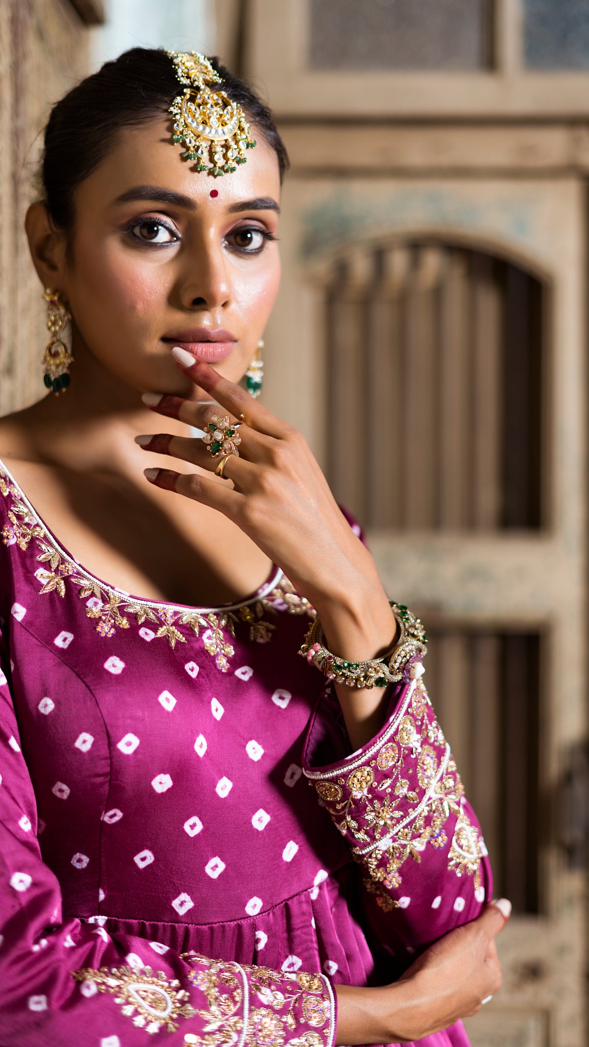 Magenta Anarkali Set