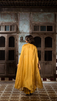 Yellow Organza Cape Set