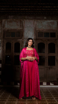 Hot Pink Organza Cape set