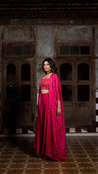 Hot Pink Organza Cape Set