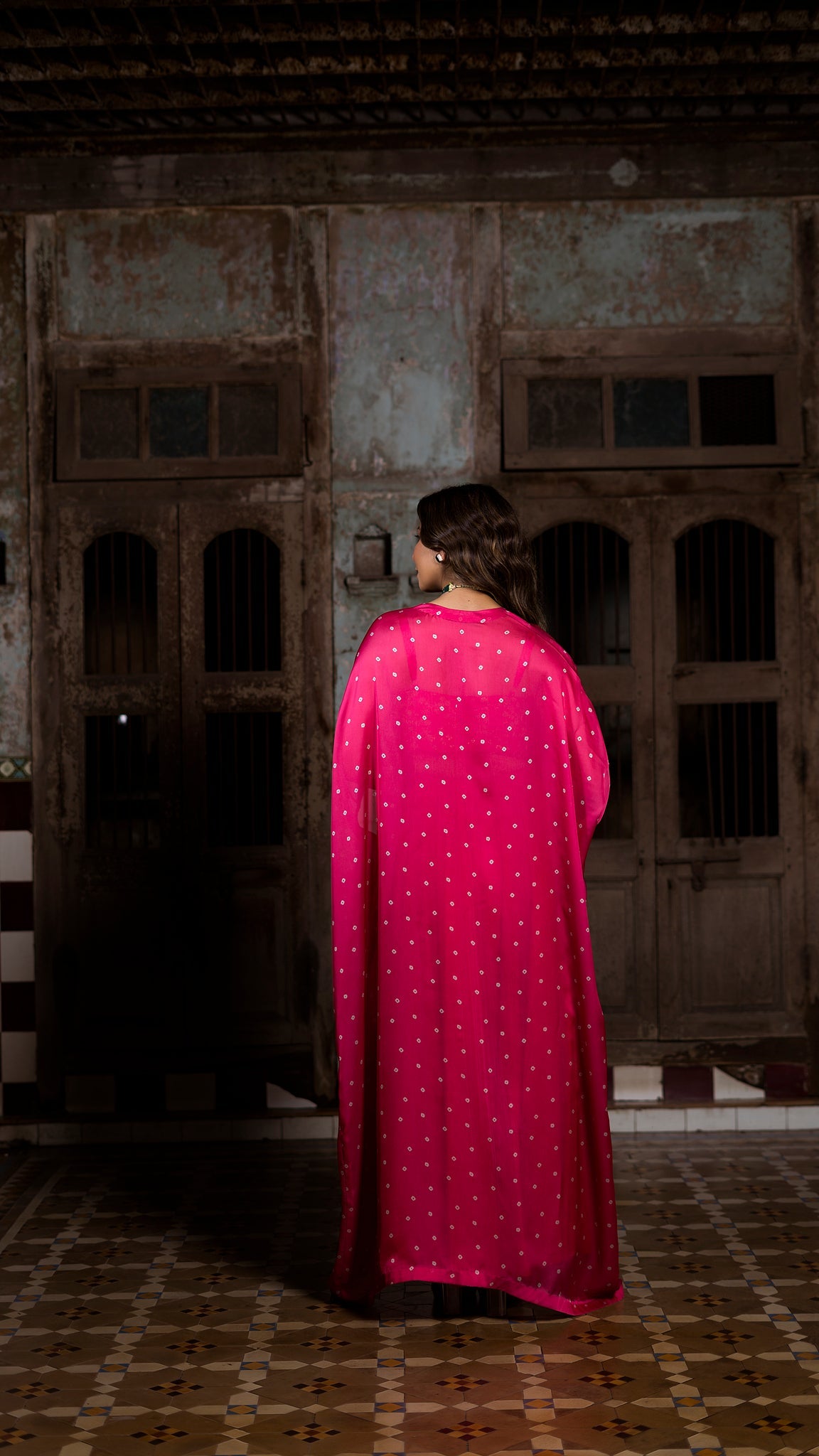 Hot Pink Organza Cape Set