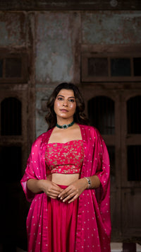 Hot Pink Organza Cape Set